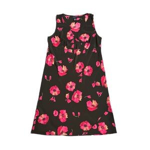 Women’s Sleeveless Dress Black Pink Floral Midi Size 18/20